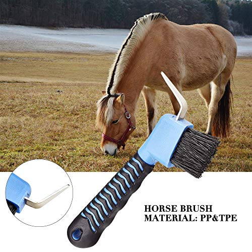 Gobesty - Cepillo de goma para caballo, con cepillo para caballo, herramientas de aseo para caballos