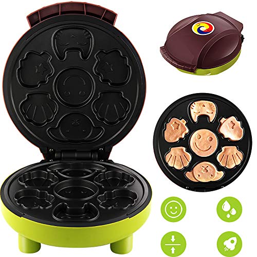 Gofres Maquina, Waffle Maker Mini, Maquina De Hacer Muffins Cupcakes De Dibujos Animados EléCtrica, 1000W, MáQuina De Desayuno,Green