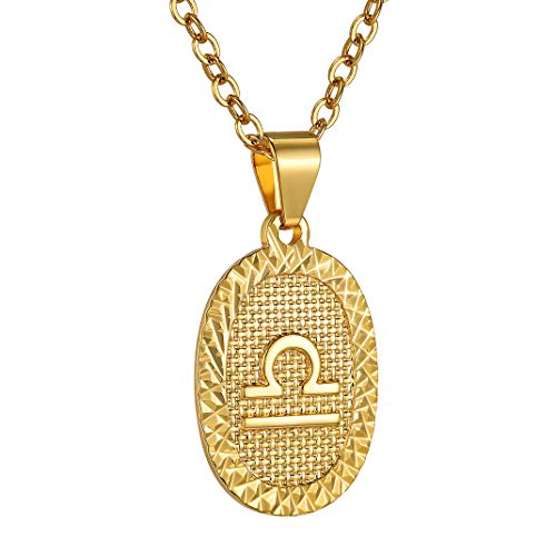 GoldChic Jewelry Libra Balanza Colgante Dorado Collar Ajustable, Acero inoxidable con baño de oro, Joya para Hombre y Mujer, gratis caja de regalo, DIY personalizar