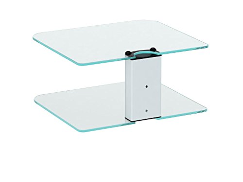 Goldline - Estantería o Soporte de Pared para Sky Box, DVD, etc, con 2 estantes suspendidos de Cristal (2 Shelf, White)