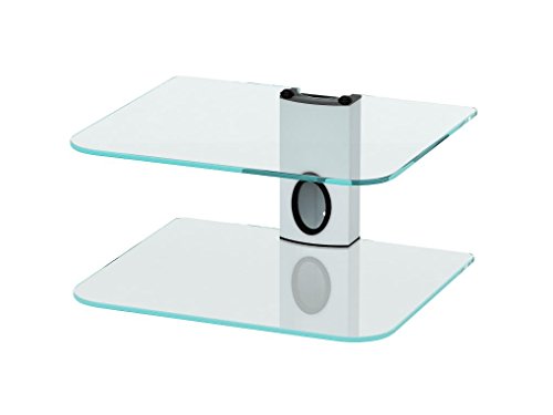 Goldline - Estantería o Soporte de Pared para Sky Box, DVD, etc, con 2 estantes suspendidos de Cristal (2 Shelf, White)