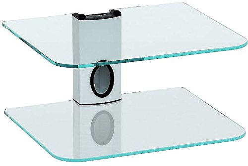 Goldline - Estantería o Soporte de Pared para Sky Box, DVD, etc, con 2 estantes suspendidos de Cristal (2 Shelf, White)