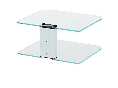 Goldline - Estantería o Soporte de Pared para Sky Box, DVD, etc, con 2 estantes suspendidos de Cristal (2 Shelf, White)