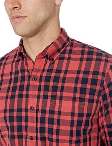 Goodthreads – Camisa reversible de manga larga y corte estándar para hombre, Red Large Plaid, US M (EU M)