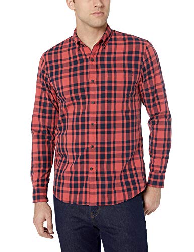 Goodthreads – Camisa reversible de manga larga y corte estándar para hombre, Red Large Plaid, US M (EU M)