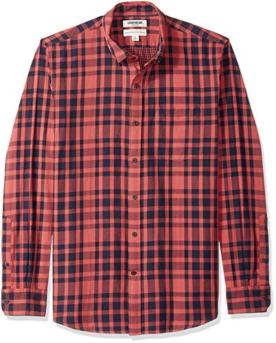 Goodthreads – Camisa reversible de manga larga y corte estándar para hombre, Red Large Plaid, US M (EU M)