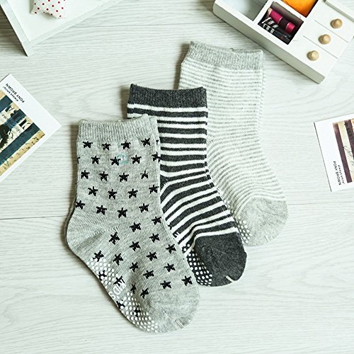 GOPOWD 6 pares de Calcetines Antideslizantes para Bebé Oscuro Color Aleatorio para 1-36 Meses Niños