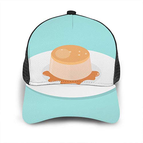 Gorra de béisbol Hombres Mujeres, pudín Flan de Caramelo Postre Comida Ajustable Camionero Malla Verano Béisbol ventilado Gorra de Sol Sombrero Sombrero de Playa