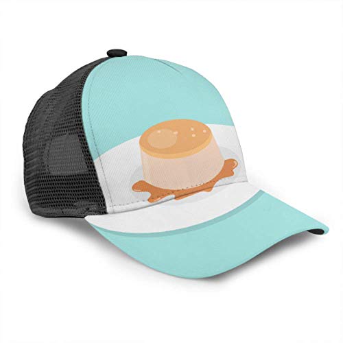 Gorra de béisbol Hombres Mujeres, pudín Flan de Caramelo Postre Comida Ajustable Camionero Malla Verano Béisbol ventilado Gorra de Sol Sombrero Sombrero de Playa