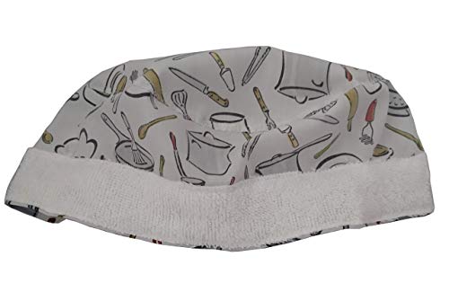 Gorro Cocinera Utensilios de COCINA Catering con Absorbente en la frente, Pelo largo, Ajustable a tu gusto