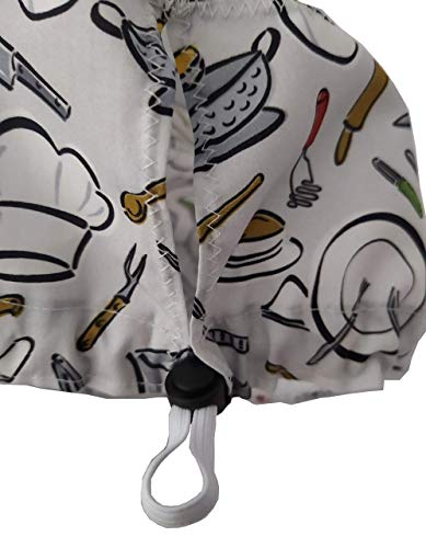 Gorro Cocinero Utensilios de Cocina Catering para pelo corto Absorbente en la frente y ajustable a tu gusto sin nudos con tensor