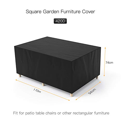 Govvay Cubierta de Muebles de Jardín Funda Protectora para Muebles Impermeable Anti-UV 420D Oxford Protección Exterior Muebles de Jardín Sofá,Mesa,Silla Negro(170x94x70cm)