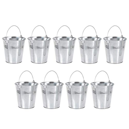 GPWDSN 9 Piezas Mini Cubo de Metal Hojalata Glaseado Papas Fritas Cubos de hojalata para cumpleaños Baby Shower Boda Fiesta de Navidad Favores Dulces Velas votivas Baratijas Plantas pequeñas