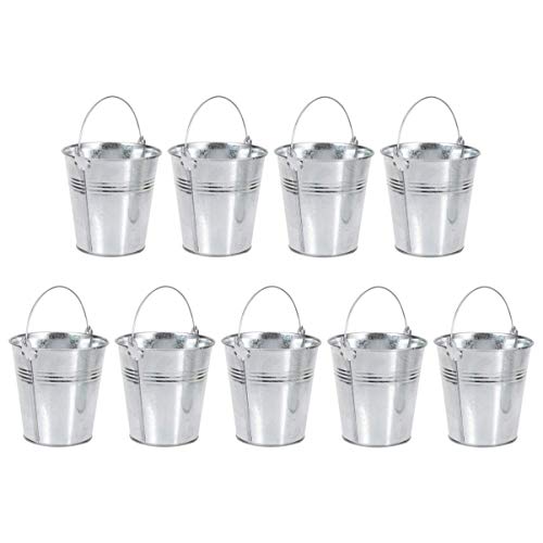 GPWDSN 9 Piezas Mini Cubo de Metal Hojalata Glaseado Papas Fritas Cubos de hojalata para cumpleaños Baby Shower Boda Fiesta de Navidad Favores Dulces Velas votivas Baratijas Plantas pequeñas