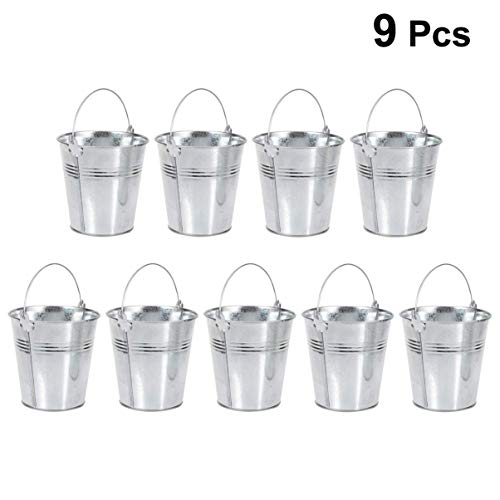 GPWDSN 9 Piezas Mini Cubo de Metal Hojalata Glaseado Papas Fritas Cubos de hojalata para cumpleaños Baby Shower Boda Fiesta de Navidad Favores Dulces Velas votivas Baratijas Plantas pequeñas