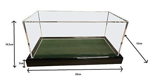 Grande Universal acrílico Vitrina 22 x 12 x 10,5 cm/Showcase/Vitrina con Terciopelo Verde Oscuro por Ejemplo para Pelota de Tenis, béisbol, 3 Pelota de Golf, Figuras, Modelos automóvil