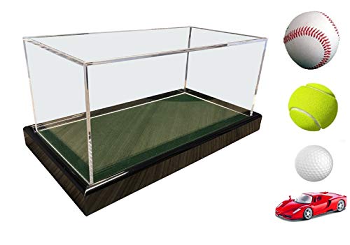 Grande Universal acrílico Vitrina 22 x 12 x 10,5 cm/Showcase/Vitrina con Terciopelo Verde Oscuro por Ejemplo para Pelota de Tenis, béisbol, 3 Pelota de Golf, Figuras, Modelos automóvil