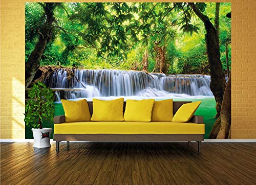 GREAT ART Mural De Pared Cuarto De Los Niños – Cascada Feng Shui – Mural Decoración Naturaleza Selva Paisaje Paraíso Vacaciones Tailandia Asia Bienestar SPA (336 x 238cm)