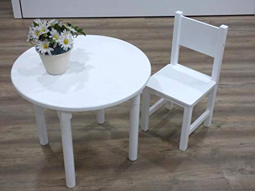 Greca Silla Infantil lacada. En Madera Maciza. Lacada Blanca. Medidas (Ancho/Fondo/Alto): 28.5 * 28 * 60 cms. Altura hasta Asiento: 30 cms. Fácil Montaje.