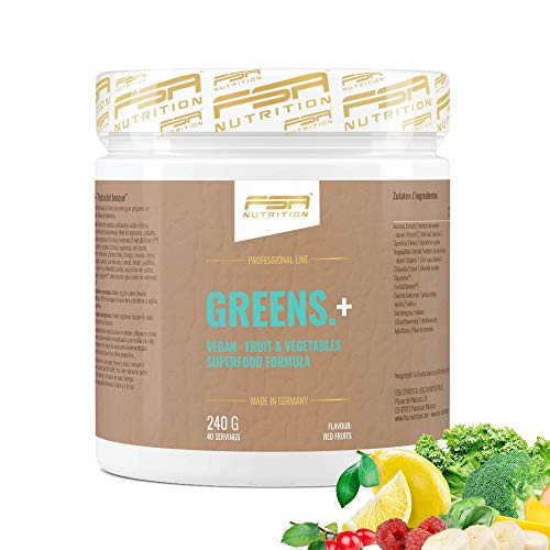 Greens Polvo Superfood con hierba de cebada, espirulina, chlorella & vitamina C natural - Fabricado en Alemania - FSA Nutrition - 240 g