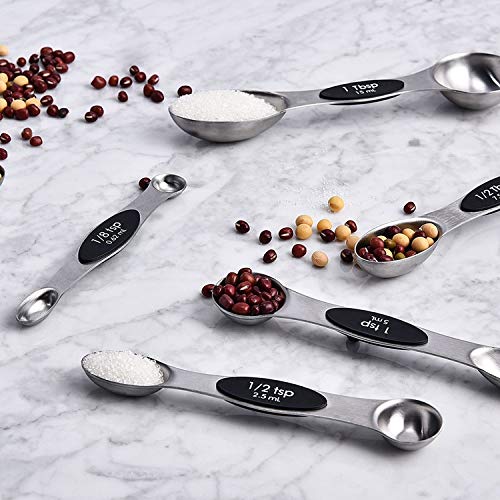 GreeSuit Cucharas Medidoras Juego de 5 cucharas dosificadoras de Acero Inoxidable de Doble Cara para Ingredientes líquidos y Secos, cocción y horneado (11 Set)