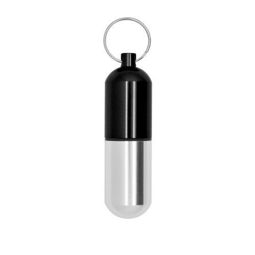 Grenhaven - Pastillero - Función de portabilletes - Impermeable - Aluminio – Nero y Plateado - Grande - 8 cm