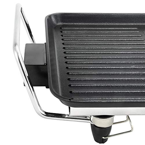 GRIDINLUX. Plancha Eléctrica de Asar. Grill cocina 1500W, Triple Capa Cerámica, Grill Antiadherente, Doble Zona, Salida de Grasas, Cocina Saludable, Comida Sana, Fácil Limpieza y Almacenaje