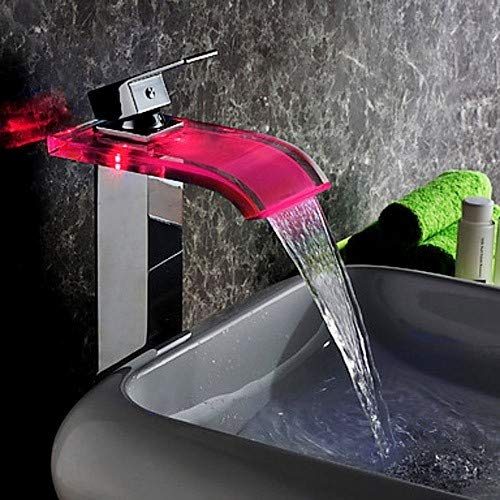 Grifo de baño moderno con cascada LED de cristal de KunMai