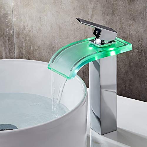 Grifo de baño moderno con cascada LED de cristal de KunMai