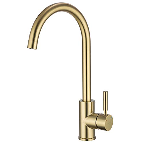 Grifo monomando GAPPO para fregadero de cocina, sin plomo, arco alto, monomando de una sola palanca, para antes del baño, dorado