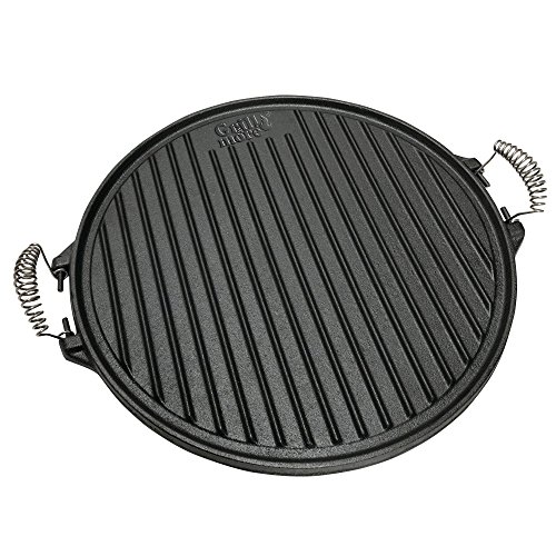 GRILL & MORE Essentials 2 en 1 Placa Bandeja de Hierro Fundido para barbacoas diámetro 43 cm Redonda