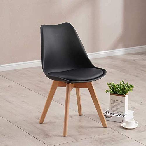 GroBKau Juego de 4 Sillas de Comedor Tulip, Sillas de Comedor Tapizadas, Asiento Acolchado Suave, Respaldo Ergonómico (Negro)