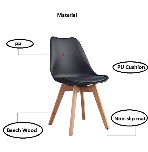 GroBKau Juego de 4 Sillas de Comedor Tulip, Sillas de Comedor Tapizadas, Asiento Acolchado Suave, Respaldo Ergonómico (Negro)