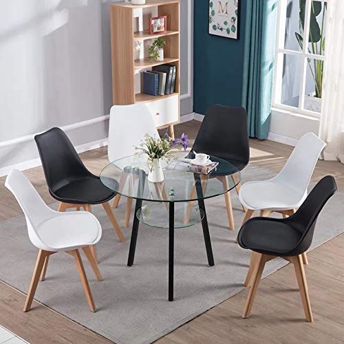 GroBKau Juego de 4 Sillas de Comedor Tulip, Sillas de Comedor Tapizadas, Asiento Acolchado Suave, Respaldo Ergonómico (Negro)