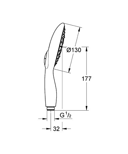 Grohe Power&Soul 130 - Alcachofa de ducha, 4 chorros, color cromo, 130 mm (Ref. 27673000)