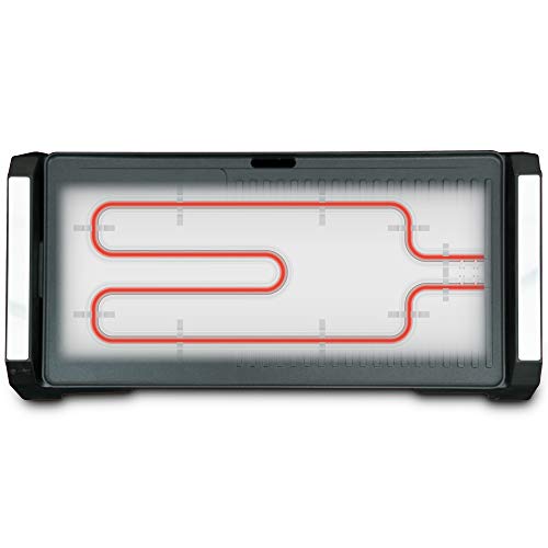 Grunkel - BK-DH51 - Plancha de asar eléctrica con zona grill antiadherente fácil de limpiar con regulador de temperatura - 2200W - Negro