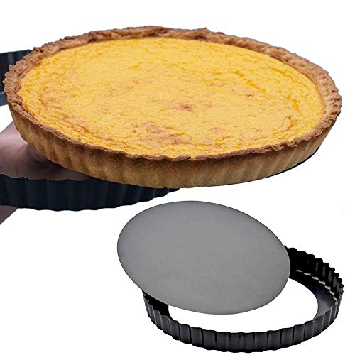 Gruxi Tart Quiche Pan Metálico Profesional Antiadherente Molde Molde Quiche con Base Quiche con La Parte Inferior Molde para Tartas 28cm Molde para Tartas con Esmaltada con Base Extraíble