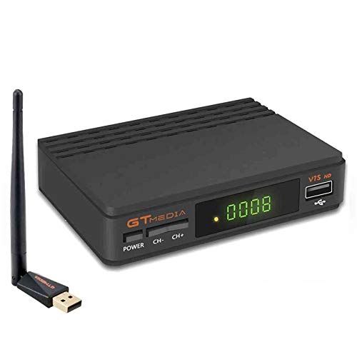 GT Media V7s HD DVB-S2 Decodificador de Receptor Satelital Freesat V7 HD Actualización con Antena USB WiFi FTA 1080P Full HD Compatible con Ccam, Newcam, PVR, Youtube, PowerVu, Dre y Biss Clave