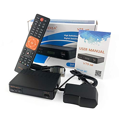 GT Media V7s HD DVB-S2 Decodificador de Receptor Satelital Freesat V7 HD Actualización con Antena USB WiFi FTA 1080P Full HD Compatible con Ccam, Newcam, PVR, Youtube, PowerVu, Dre y Biss Clave