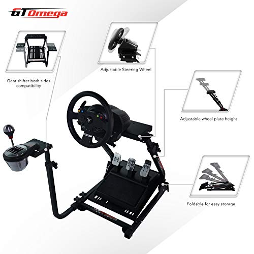 GT OMEGA Soporte del Volante para el Volante Thrustmaster TX Racing Ferrari 458 Italia y Pedales, Xbox One, PC - Compacto, Plegable e Inclinable, Ajustable a la Mejor Experiencia de Consola de Juegos