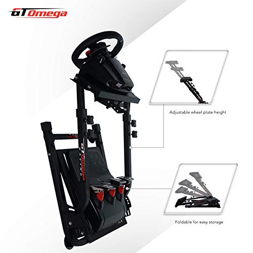 GT OMEGA Soporte del Volante para el Volante Thrustmaster TX Racing Ferrari 458 Italia y Pedales, Xbox One, PC - Compacto, Plegable e Inclinable, Ajustable a la Mejor Experiencia de Consola de Juegos