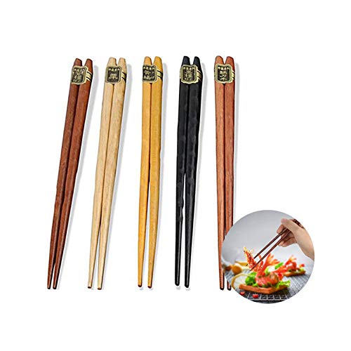 Guanici 10 Pares Palillos de Naturales Reutilizables Palillos de sushi japoneses Set de vajilla china de palillos lavables Antideslizante y Lavavajillas de Seguro para sushi o arroces(Longitud:22,5cm)