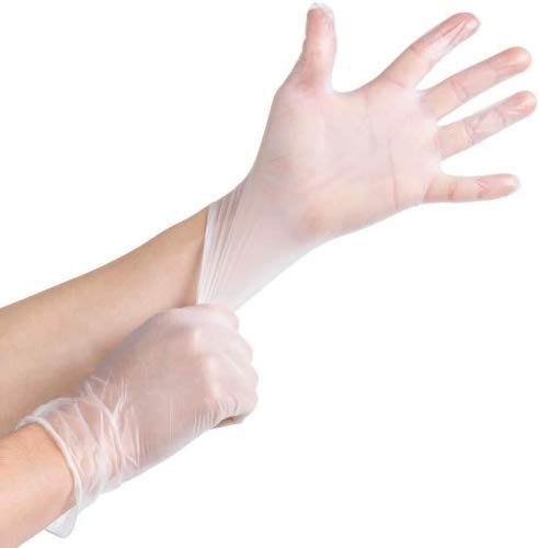 Guantes de vinilo desechables grandes transparentes multiusos sin polvo para examen médico, caja de 50 pares (100 guantes) sin látex AQL 1.5 grande