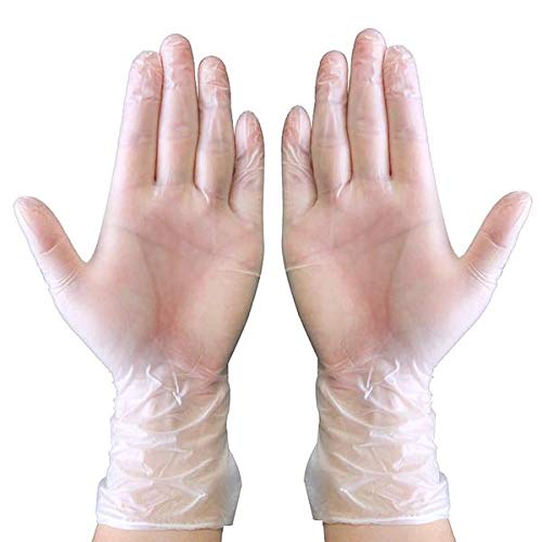 Guantes de vinilo desechables grandes transparentes multiusos sin polvo para examen médico, caja de 50 pares (100 guantes) sin látex AQL 1.5 grande