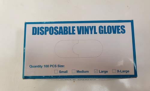 Guantes de Vinilo transparente Guantes libres de látex sin polvo Limpieza Guantes sanitarios para la cocina, Limpieza, Seguridad, Manejo de alimentos, 100 pcs caja (TALLA L)