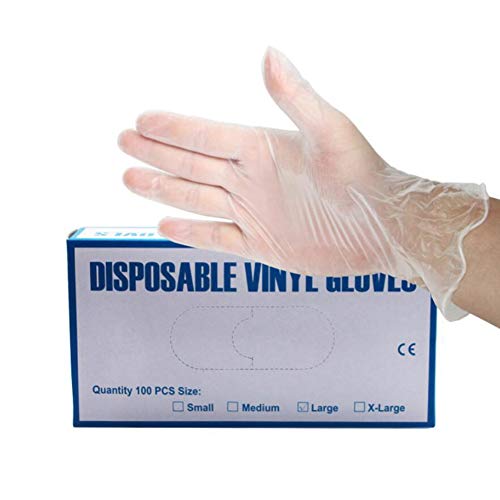 Guantes desechables de plástico transparente, 100 piezas Guantes desechables de plástico para preparación de alimentos para cocinar, limpiar, manipular alimentos, sin látex en polvo, transparente (M)