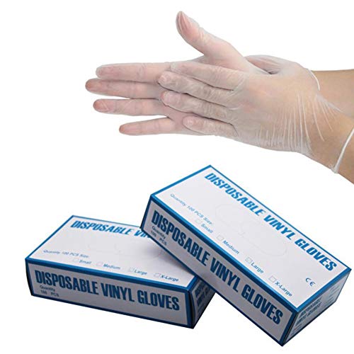 Guantes desechables de plástico transparente, 100 piezas Guantes desechables de plástico para preparación de alimentos para cocinar, limpiar, manipular alimentos, sin látex en polvo, transparente (M)