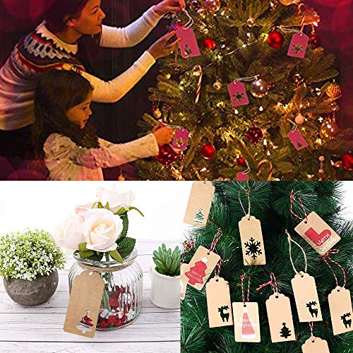 Gurxi 150 Piezas Etiquetas de Papel Kraft con Forma Arbol Etiquetas para Regalo con Hilo de Yute Natural Etiquetas de Regalo Marrones con Hilo Etiquetas Colgantes Artesanales Etiquetas para Equipaje