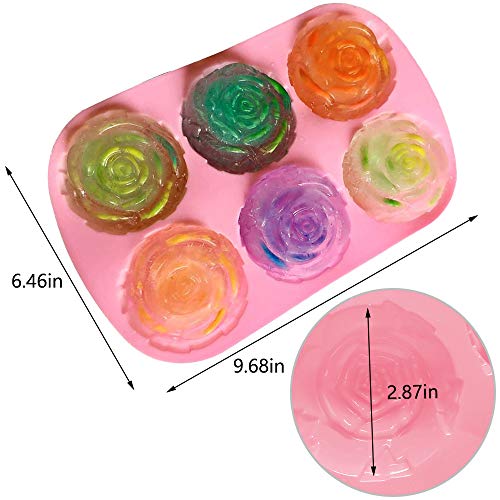 Gurxi 3 Pieza 3D Molde de Silicona Flores de Rosa en Forma de Molde de Silicona Moldes para Pasteles Plato Molde Silicona Reposteria para Hacer Bizcochos Gofres 6.46 * 9.68in (Rosa)