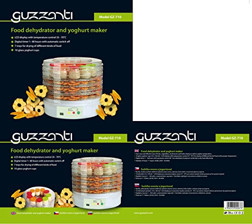 Guzzanti GZ 710 Yogurtera y Deshidratador, 245 W, Transparente, Color blanco